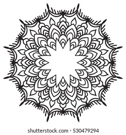 Hand drawing zentangle frame. Black and white. Flower mandala. Vector illustration. The best for your design, textiles, posters, tattoos, corporate identity