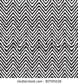 Hand drawing zigzag geometrical ethnic pattern seamless black and white vector      