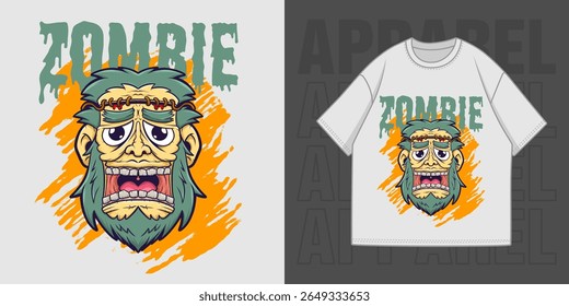 HAND DRAWING ZOMBIE ILLUSTRATION T-SHIRT APPAREL PRINTING DESIGN