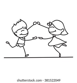 hand drawings cartoon happy kid happiness concept