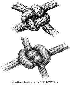 Hand drawings of various sea knots