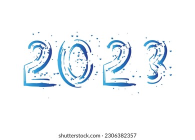 Hand drawing-watercolor 2023 text effect on a white background for social media, book cover, t-shirt design, and print media poster and flyer decoration