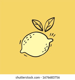 Hand drawl summer set with Lemon. Vector Lemon print for fabric or wallpaper.