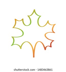 Hand drawm maple leaf calligraphy autumn symbol on white, stock vector illustration