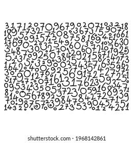 hand drawn 0-9 numbers on white background. scribble 0-9 numbers