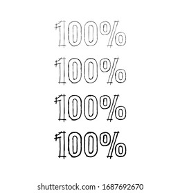 dibujado a mano 100 por ciento. cien por ciento garabatear