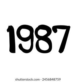 Hand drawn 1987 on white background