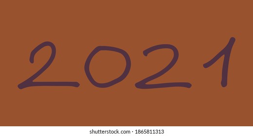 Hand drawn 2021 year number. Handwritten isolated lettering text. Design element for New Year banner, poster, invitation, greeting card.