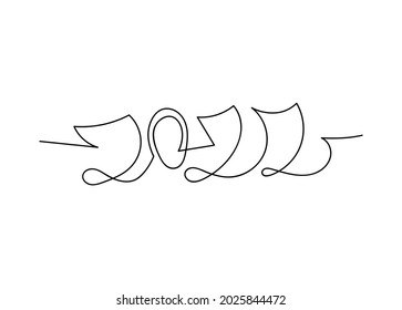 Dibujo manual de la línea delgada 2022 sobre fondo blanco. Ilustración vectorial.