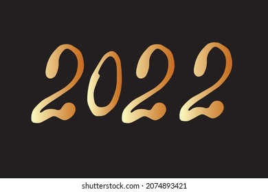 Hand drawn 2022 year number. Handwritten isolated lettering text. Design element for New Year banner, poster, invitation, greeting card.