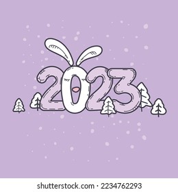 Hand drawn 2023 vector illustration