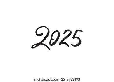 Hand drawn 2025 number. Vector doodle 2025 Happy New Year symbol