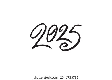 Dibujado a mano número 2025. Vector doodle 2025 Feliz Año Nuevo