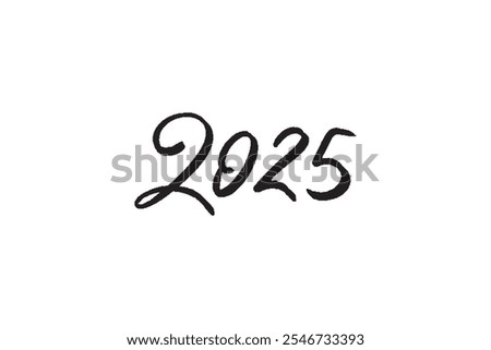 Hand drawn 2025 number. Vector doodle 2025 Happy New Year symbol