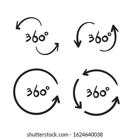 hand drawn 360 Degree View Related Vector Icons design template doodle style