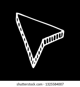 Hand drawn 3D arrow doodle icon. Sketch style. Sign symbol. Decoration element. Isolated on black background. Flat design. Vector illustration.