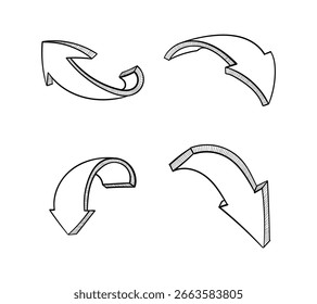 Handgezeichnete 3D-Pfeilgrafik-Kollektion