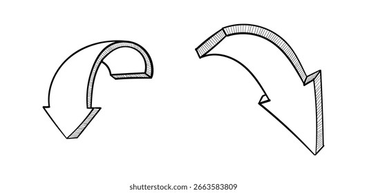 Handgezeichnete 3D-Pfeilgrafik-Kollektion