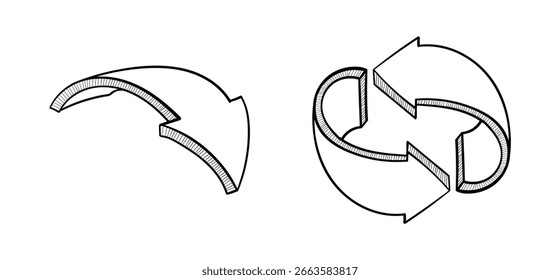 Dibujado a mano 3d flecha ilustración colección