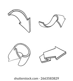 Dibujado a mano 3d flecha ilustración colección