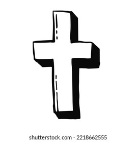 Hand drawn 3D cross illustration vector. Religion faith design.