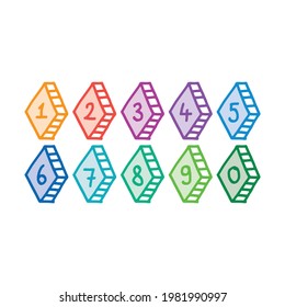 hand drawn 3d diamond shape and numbers