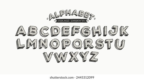 Hand drawn 3d fonts for headlines. Vector illustration.