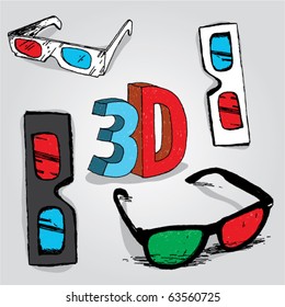 Hand Drawn 3D Glasses