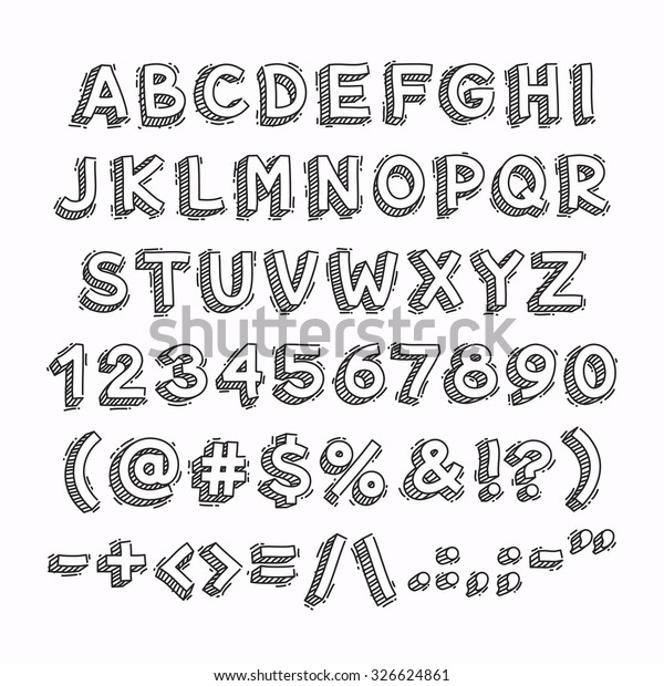 Verbazingwekkend Hand getrokken 3D letters en cijfers. stockvector (rechtenvrij TX-53