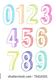 Hand Drawn 3d Numbers