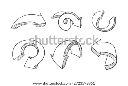 hand drawn 3d style arrow icon
