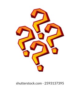 hand drawn 3d vector question mark. red-orange question mark concept