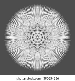Hand drawn 3D white mandala