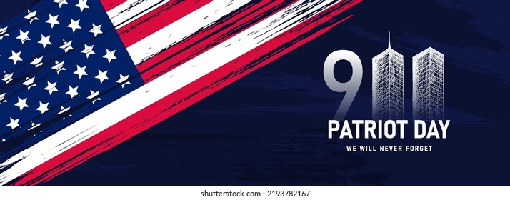 hand drawn 9.11 patriot day horizontal banner