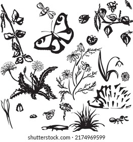 Hand drawn a4 spring frame. Rustic decorative vector design elements.
