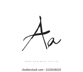 Hand Drawn AA Initial Logo Design. A and A Initial Signature Logo or Symbol
