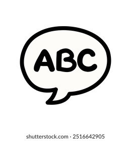 Handgezeichnetes ABC-Alphabet, Sprechblasensymbol. Bildung, Sprachlernkonzepte. Farbiger Umriss, Vektordesign, einzelne Illustration.