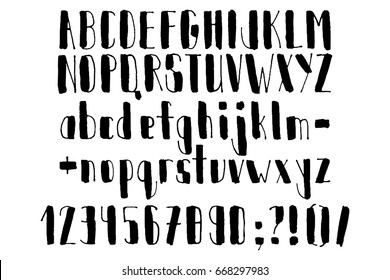 Dibujado a mano abc. Alfabeto manuscrito. Escritura moderna en Vector. Cartas hechas a mano.