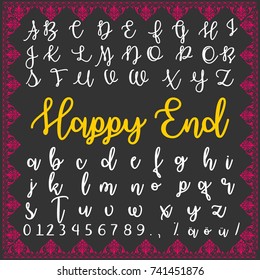 Hand drawn ABC lettering and typography typeface named Happy End