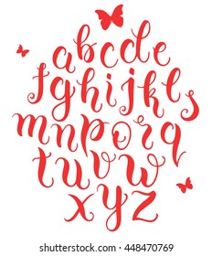 Hand drawn abc letters. Modern calligraphy alphabet. Vector illustration