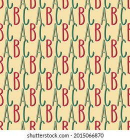 Hand drawn ABC letters seamless pattern. Light brown vector background illustration. Education school wallpaper design.