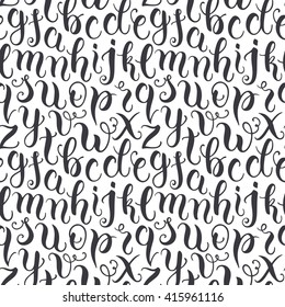 Hand drawn abc letters seamless pattern. Modern calligraphy alphabet background. Vector illustration