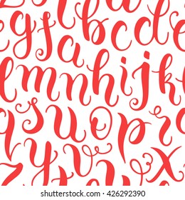Hand drawn abc letters seamless pattern. Modern calligraphy alphabet background. Vector illustration