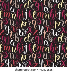 Hand drawn abc letters seamless pattern. Modern calligraphy alphabet background. Vector illustration