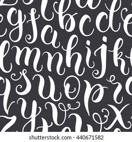 Hand drawn abc letters seamless pattern. Modern calligraphy alphabet background. Vector illustration