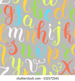 Hand drawn abc letters seamless pattern