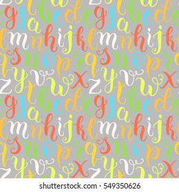 Hand drawn abc letters seamless pattern