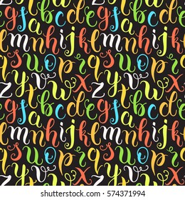 Hand drawn abc letters seamless pattern