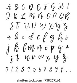 Hand drawn ABC script font. Lettering and Typography typeface