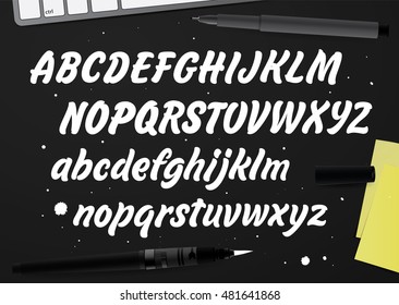 Hand drawn ABC set. Vector Cursive Font.
